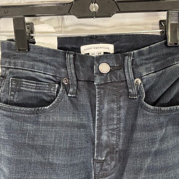 NWT Good American Good Waist Crop Skinny Jeans Black High Rise 24/00 26” Inseam - Picture 2 of 6
